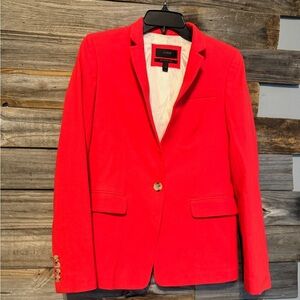 J. Crew Women's Orange Red Regent 98% Wool Stretch Lined Blazer Jacket Size 4